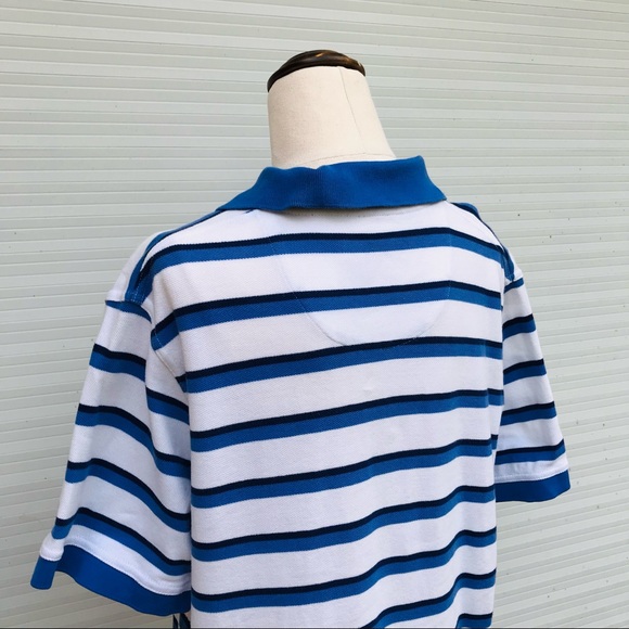 RM Williams Size Large Polo Shirt White Blue Stripe Casual 100% Cotton - Picture 8 of 8